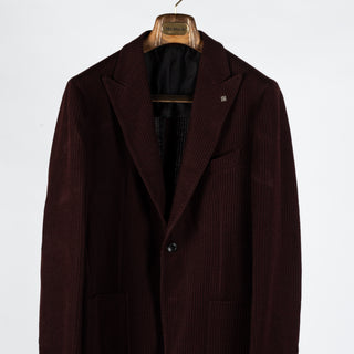 Tagliatore Burgundy Ribbed Peak Lapel Blazer 6