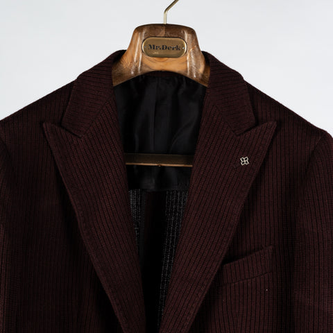 Tagliatore Burgundy Ribbed Peak Lapel Blazer 7