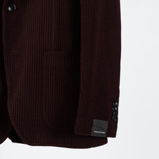 Tagliatore Burgundy Ribbed Peak Lapel Blazer 4