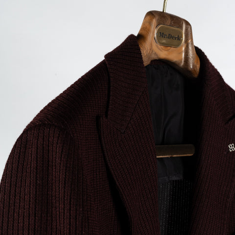 Tagliatore Burgundy Ribbed Peak Lapel Blazer 3