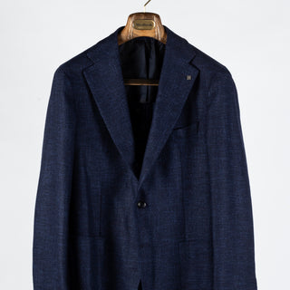Tagliatore Textured Navy Wool Silk Blend Blazer 6