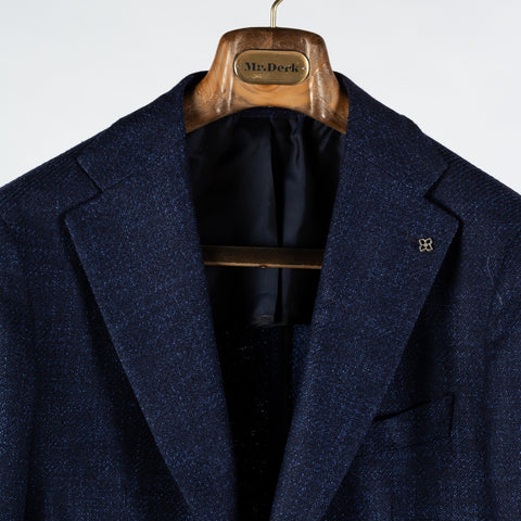 Tagliatore Textured Navy Wool Silk Blend Blazer 7
