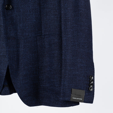 Tagliatore Textured Navy Wool Silk Blend Blazer 4