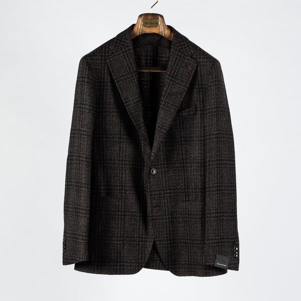 Textured Black & Brown Check Blazer