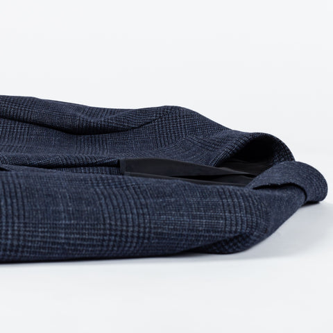 Tagliatore Navy Wool Silk Cashmere Check Blazer 8