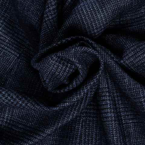 Tagliatore Navy Wool Silk Cashmere Check Blazer 2