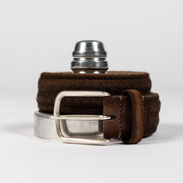 Brown Wool Elastic Braided Belt