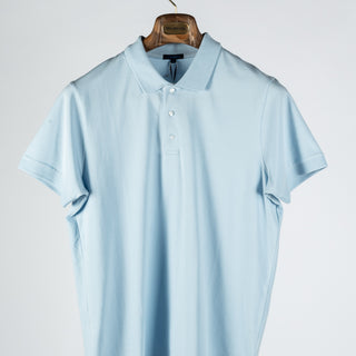 PYA Light Blue Stretch Polo - Cotton, Silk, Pima Cotton, Regular Fit, Made In Peru - View 5