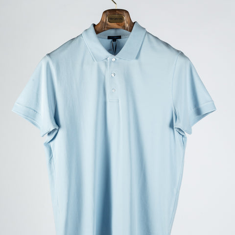 PYA Light Blue Stretch Polo - Cotton, Silk, Pima Cotton, Regular Fit, Made In Peru - View 5