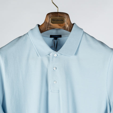 PYA Light Blue Stretch Polo - Cotton, Silk, Pima Cotton, Regular Fit, Made In Peru - View 6