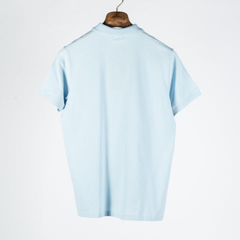 PYA Light Blue Stretch Polo - Cotton, Silk, Pima Cotton, Regular Fit, Made In Peru - Back View