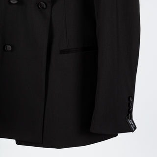 Lief Horsens Black Double Breasted Shawl Lapel Tuxedo - Polyester, Viscose - Back View