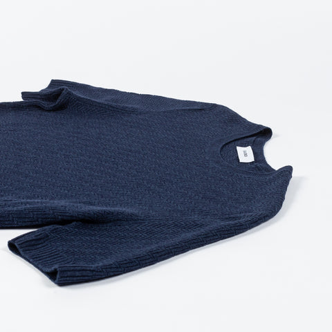 Gran Sasso Navy Zig-Zag Stitch Knit T-Shirt 7