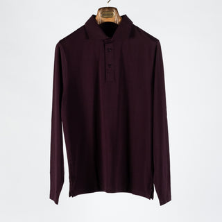 Bordeaux PYA FW25 Long Sleeve Polo - Red, Cotton, Pima Cotton, Peruvian Pima, Regular Fit, Made In Peru