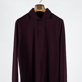 Bordeaux PYA FW25 Long Sleeve Polo - Red, Cotton, Pima Cotton, Peruvian Pima, Regular Fit, Made In Peru - View 6