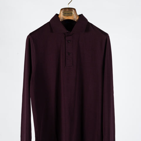 Bordeaux PYA FW25 Long Sleeve Polo - Red, Cotton, Pima Cotton, Peruvian Pima, Regular Fit, Made In Peru - View 6