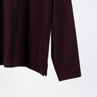 Bordeaux PYA FW25 Long Sleeve Polo - Red, Cotton, Pima Cotton, Peruvian Pima, Regular Fit, Made In Peru - Back View