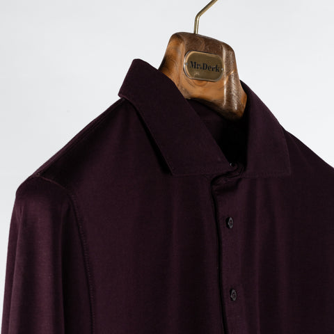 Bordeaux PYA FW25 Long Sleeve Polo - Red, Cotton, Pima Cotton, Peruvian Pima, Regular Fit, Made In Peru - Detail View