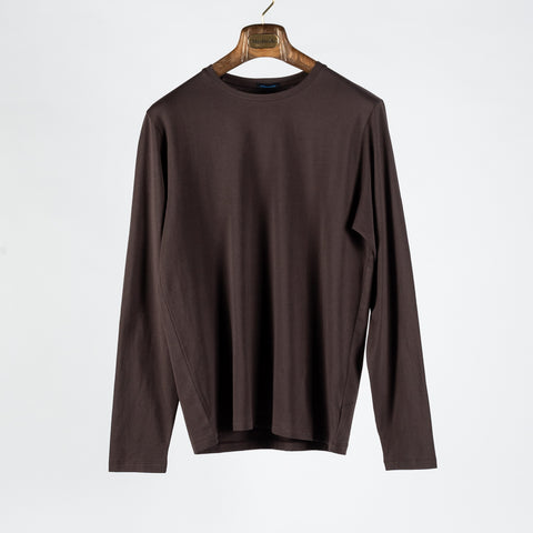 Mr.Derk Brown FW25 PYA Long Sleeve T-Shirt - Cotton, Pima Cotton, Peruvian Pima, Slim Fit, Made In Peru
