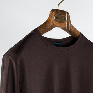 Mr.Derk Brown FW25 PYA Long Sleeve T-Shirt - Cotton, Pima Cotton, Peruvian Pima, Slim Fit, Made In Peru - Detail View