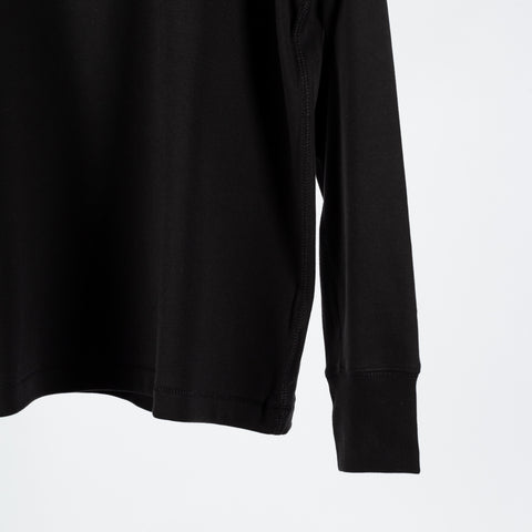 PYA Black Stretch Long Sleeve Henley - Cotton, Silk, Pima Cotton, Slim Fit, Made In Peru - Back View