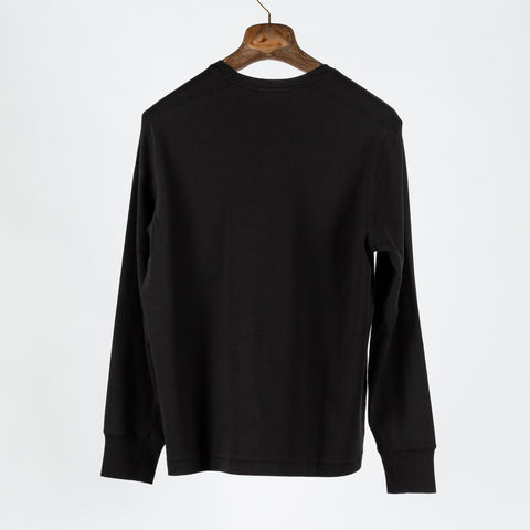 PYA Black Stretch Long Sleeve Henley - Cotton, Silk, Pima Cotton, Slim Fit, Made In Peru - View 5