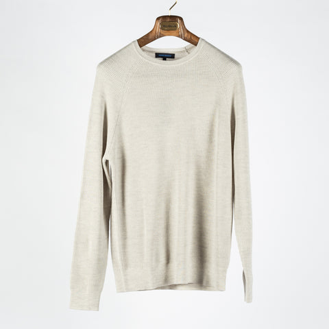 PYA Off-White Ribbed Crewneck Sweater 1