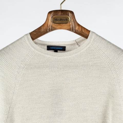 PYA Off-White Ribbed Crewneck Sweater 7