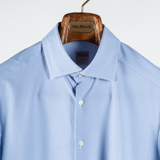 Stenstrom Light Blue Herringbone Jersey Dress Shirt 7