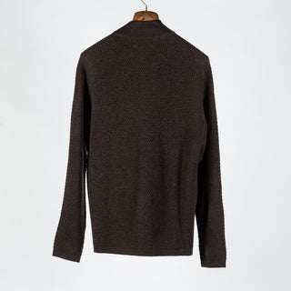 PYA Brown Wool Bubble Stitch Full Zip Cardigan - Wool, Merino, Regular Fit, Knit - View 5