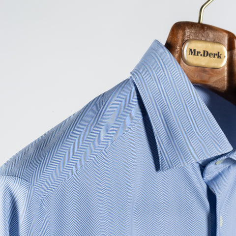 Stenstrom Light Blue Herringbone Jersey Dress Shirt 3