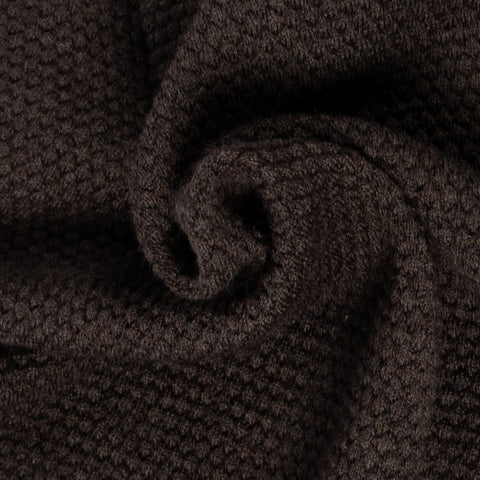 PYA Brown Wool Bubble Stitch Full Zip Cardigan - Wool, Merino, Regular Fit, Knit - Alternate View