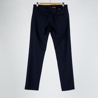 Alberto Navy 1351 Pipe Trousers - Polyester, Viscose, Stretch, Slim Fit, Textured, Made In Germany - View 5
