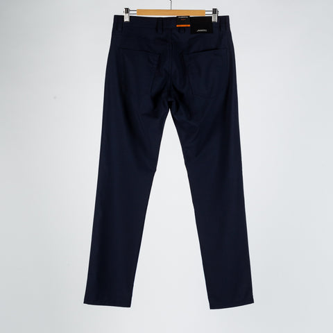 Alberto Navy 1351 Pipe Trousers - Polyester, Viscose, Stretch, Slim Fit, Textured, Made In Germany - View 5