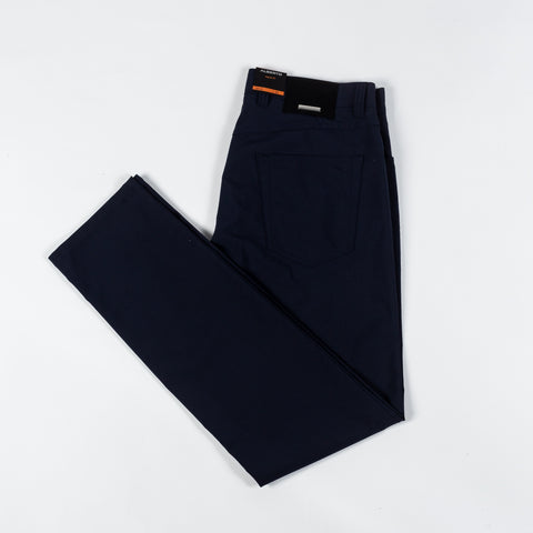 Alberto Navy 1351 Pipe Trousers - Polyester, Viscose, Stretch, Slim Fit, Textured, Made In Germany - View 10