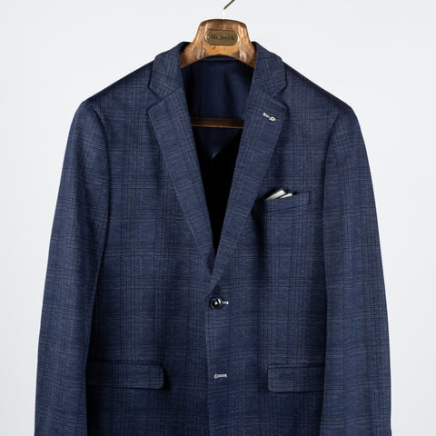 Blue Industry Navy Stretch Checked Blazer - Polyester, Viscose, Stretch - View 6
