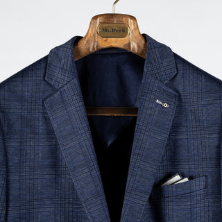 Blue Industry Navy Stretch Checked Blazer - Polyester, Viscose, Stretch - View 7