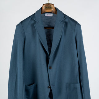 Gran Sasso Steel Blue Athleisure Knit Blazer - Wool, Made In Italy - View 6