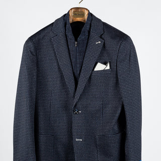 Blue Industry Navy Micro Check Blazer w/ Removable Inlay - Polyester, Viscose, Stretch - View 6