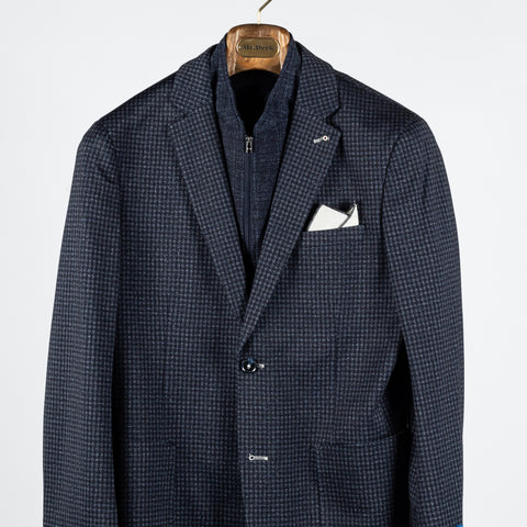 Blue Industry Navy Micro Check Blazer w/ Removable Inlay - Polyester, Viscose, Stretch - View 6