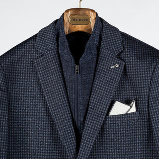 Blue Industry Navy Micro Check Blazer w/ Removable Inlay - Polyester, Viscose, Stretch - View 7
