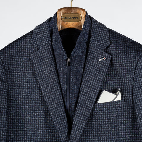 Blue Industry Navy Micro Check Blazer w/ Removable Inlay - Polyester, Viscose, Stretch - View 7