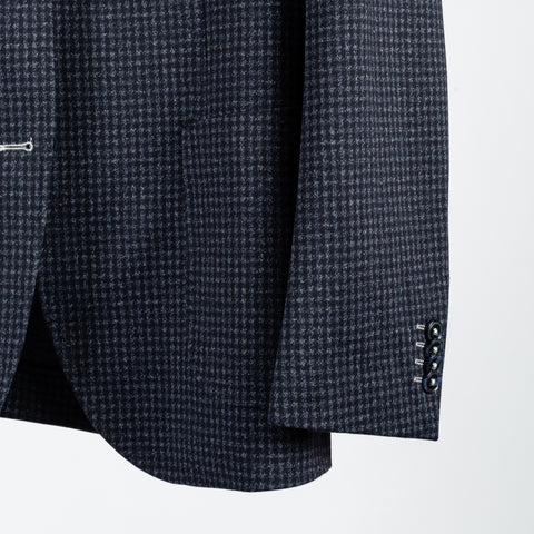Blue Industry Navy Micro Check Blazer w/ Removable Inlay - Polyester, Viscose, Stretch - Back View
