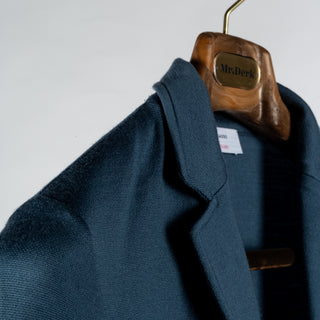 Gran Sasso Steel Blue Athleisure Knit Blazer - Wool, Made In Italy - Detail View