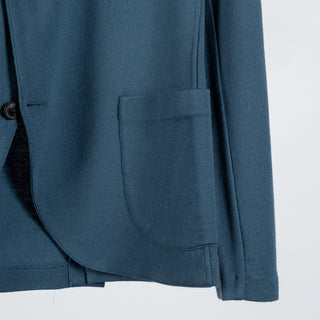 Gran Sasso Steel Blue Athleisure Knit Blazer - Wool, Made In Italy - Back View