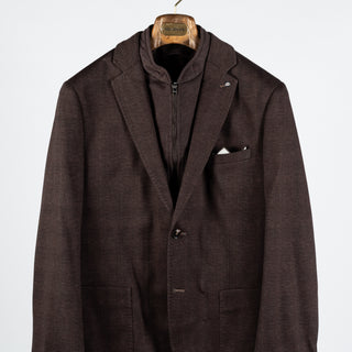 Blue Industry Brown Check Blazer w/ Removable Inlay - Blue, Polyester, Viscose, Stretch - View 6