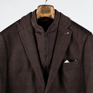 Blue Industry Brown Check Blazer w/ Removable Inlay - Blue, Polyester, Viscose, Stretch - View 7