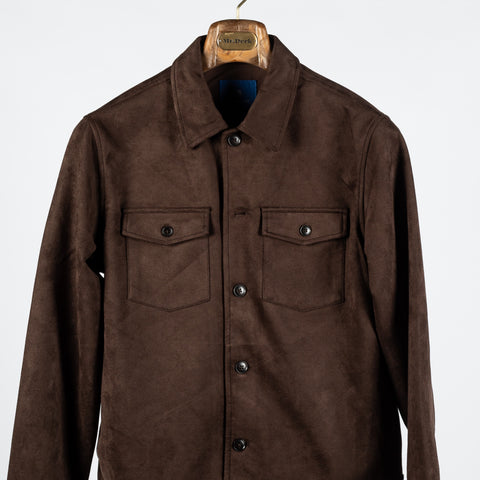 Blue Industry Brown Suede-Effect Milano Overshirt - Blue, Suede, Polyester, Modern Fit - View 6