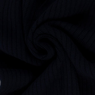 Gran Sasso Navy Skipper Polo in Openwork Stitch Knit - Cotton, Textured, Made In Italy - Alternate View