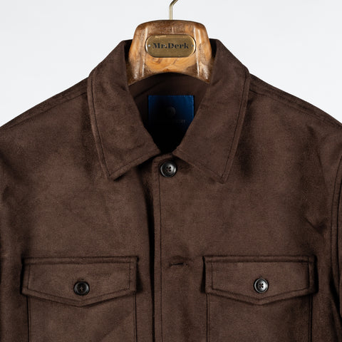 Blue Industry Brown Suede-Effect Milano Overshirt - Blue, Suede, Polyester, Modern Fit - View 7